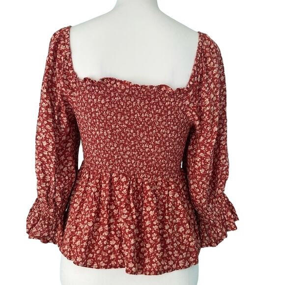 American Eagle Floral Flowy Dress Top Red White XS - Picture 2 of 2